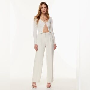Aritzia Wilfred Cream Wide-Leg Pants
